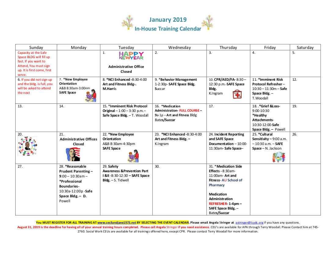 January 2019 Calendar